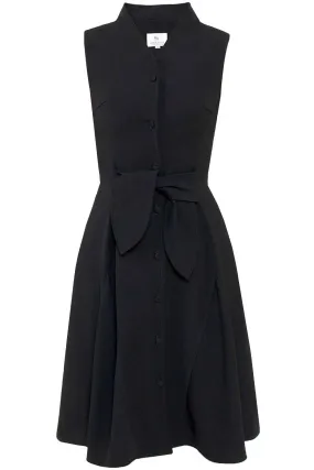 Black Umbrella Dress with Bow Belt