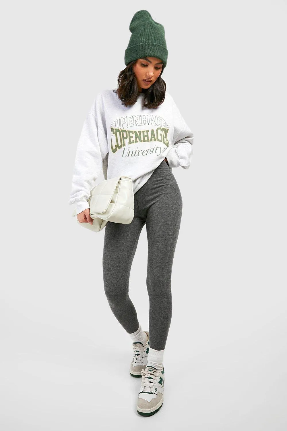 Charcoal Mid Rise Basic Leggings
