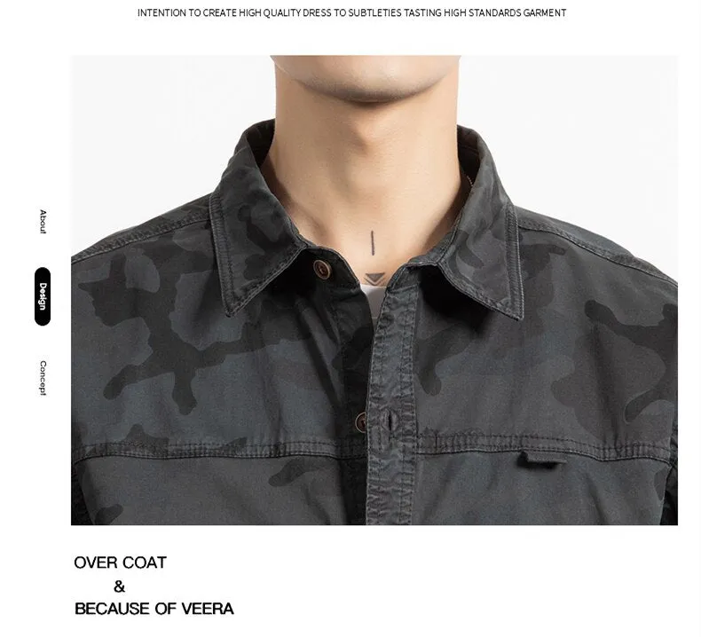 Classic Safari Camo Style Patch Pocket Jacket