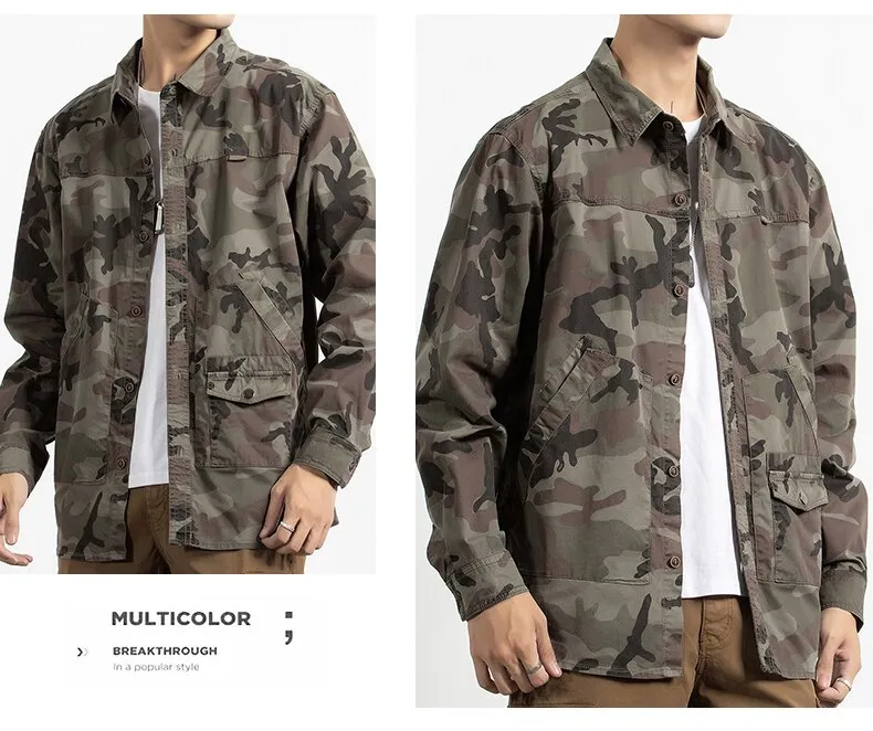 Classic Safari Camo Style Patch Pocket Jacket