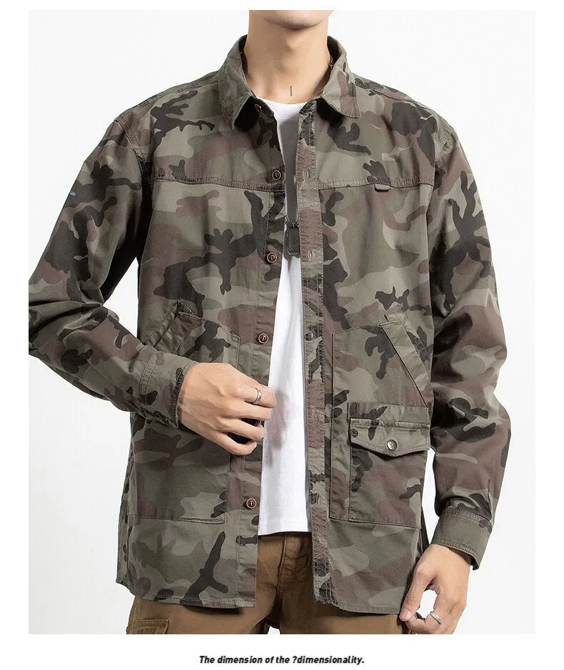 Classic Safari Camo Style Patch Pocket Jacket