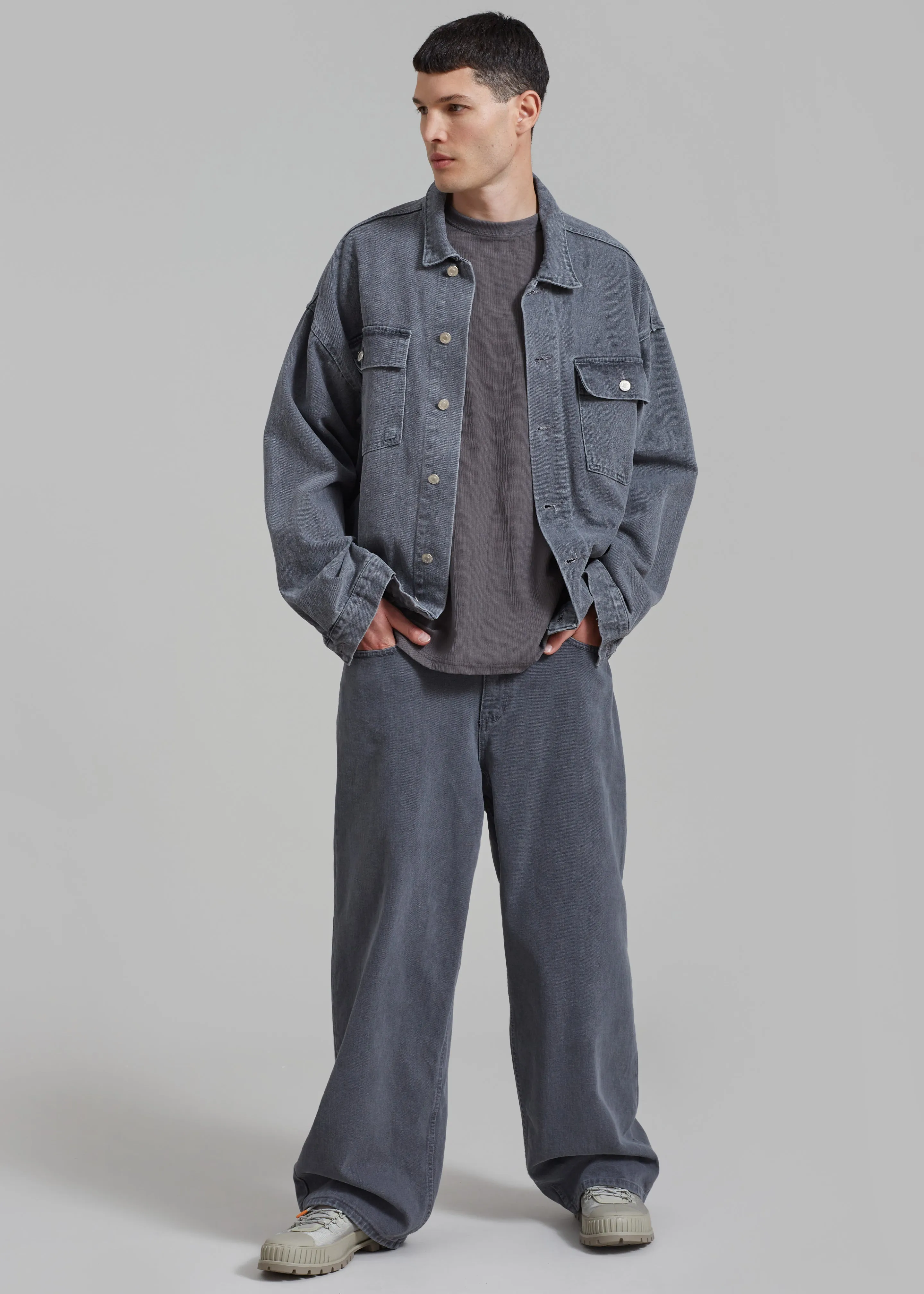 Connor Oversized Denim Jacket - Grey Wash
