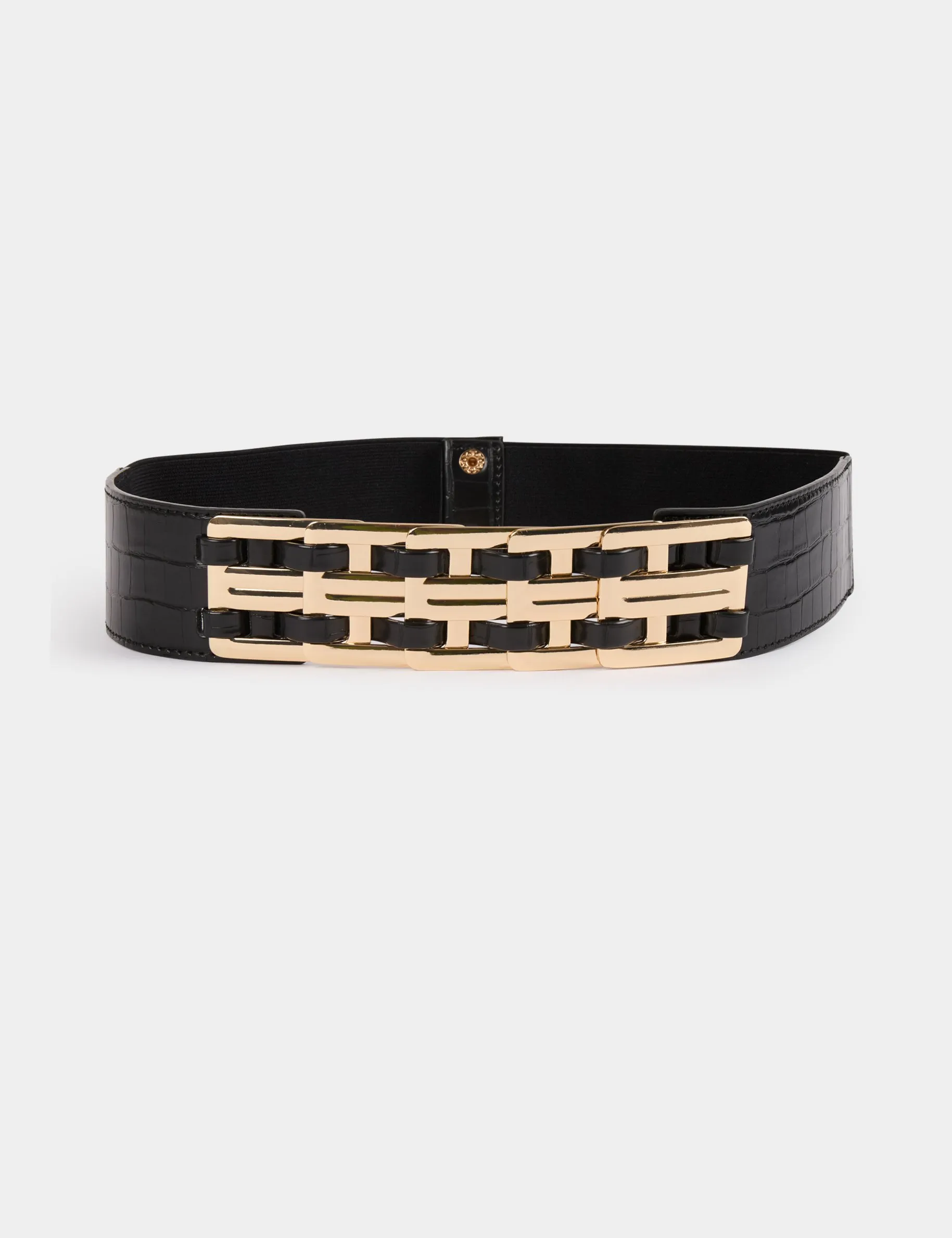 Elasticised belt with buckles black women
