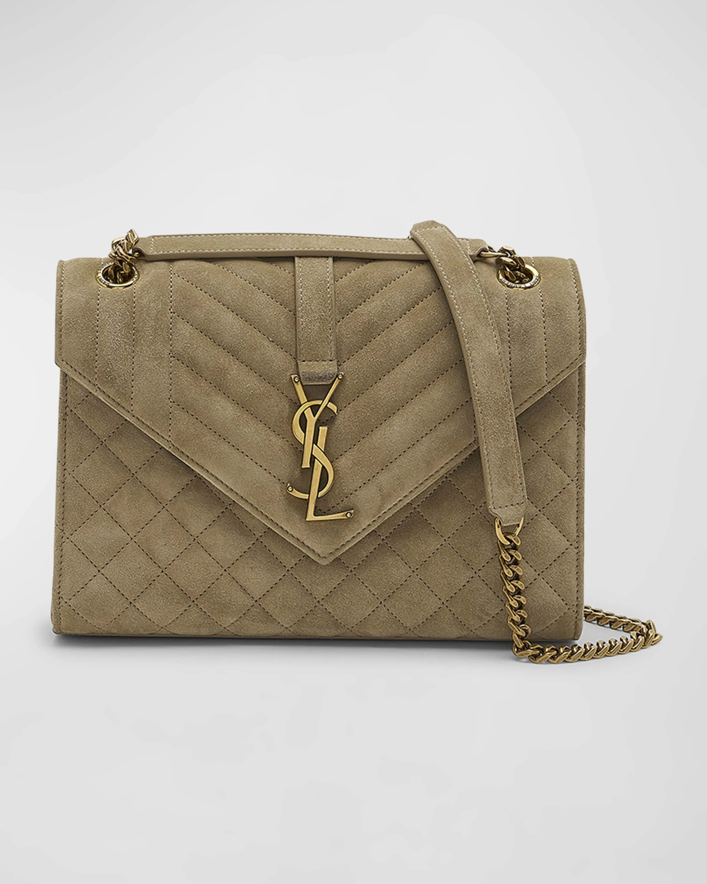 Envelope Triquilt Medium YSL Shoulder Bag in Suede