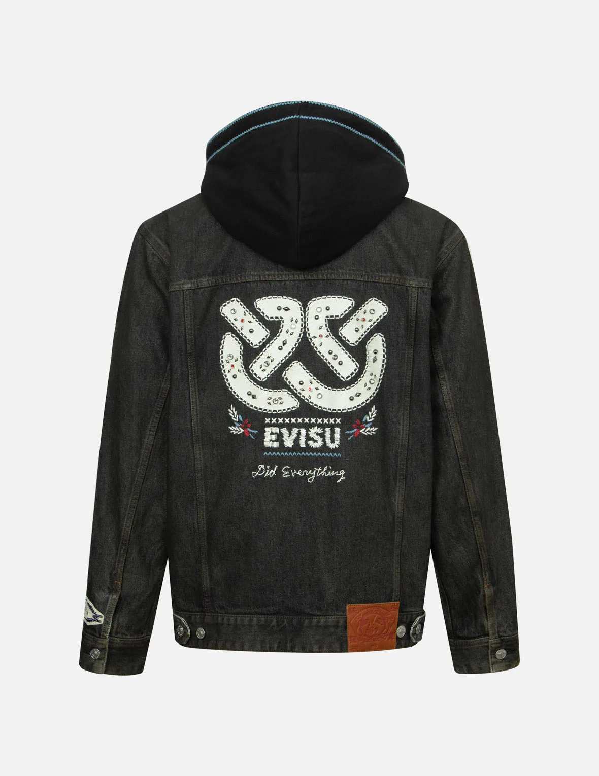 Ethnic-inspired Wheel of Wisdom Print and Embroidery Relax Fit Denim Jacket