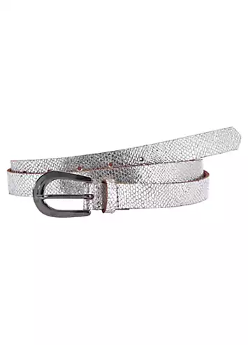 LASCANA Croc Look Narrow Leather Belt | Grattan