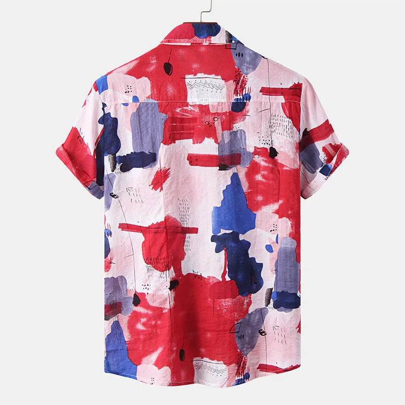 légante chemise à manches courtes pour hommes en rouge