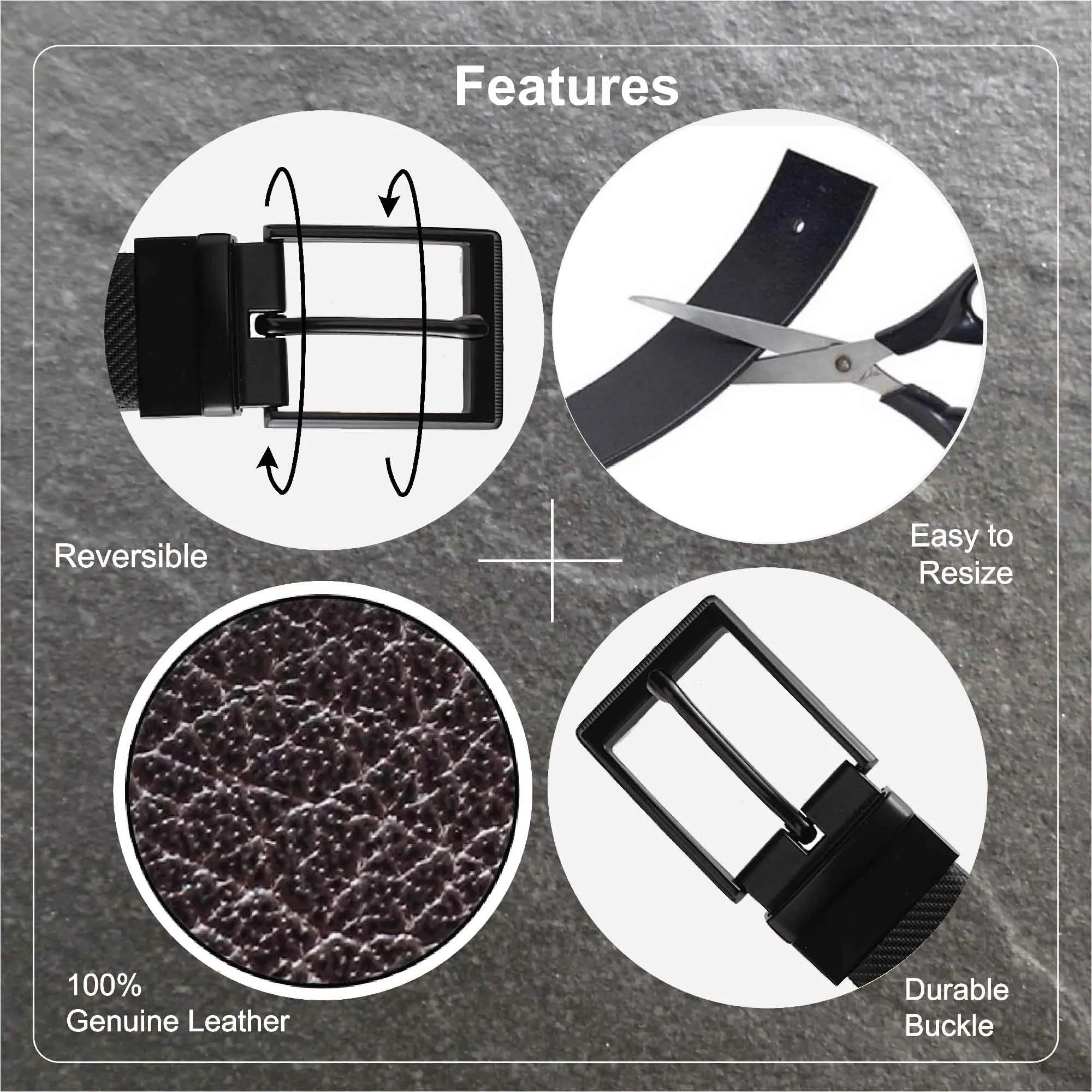 Men Black & Brown Reversible Genuine Leather Belt
