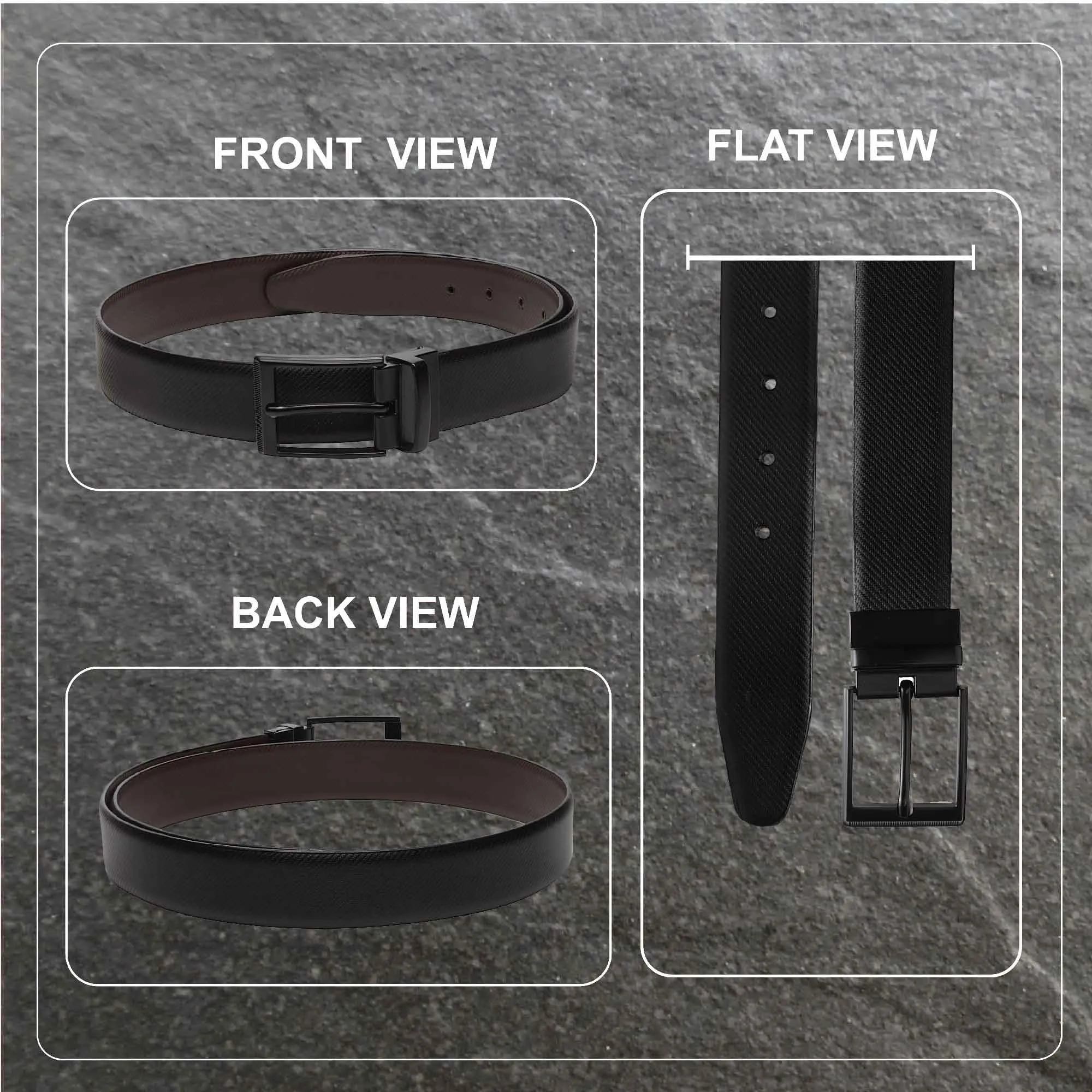Men Black & Brown Reversible Genuine Leather Belt