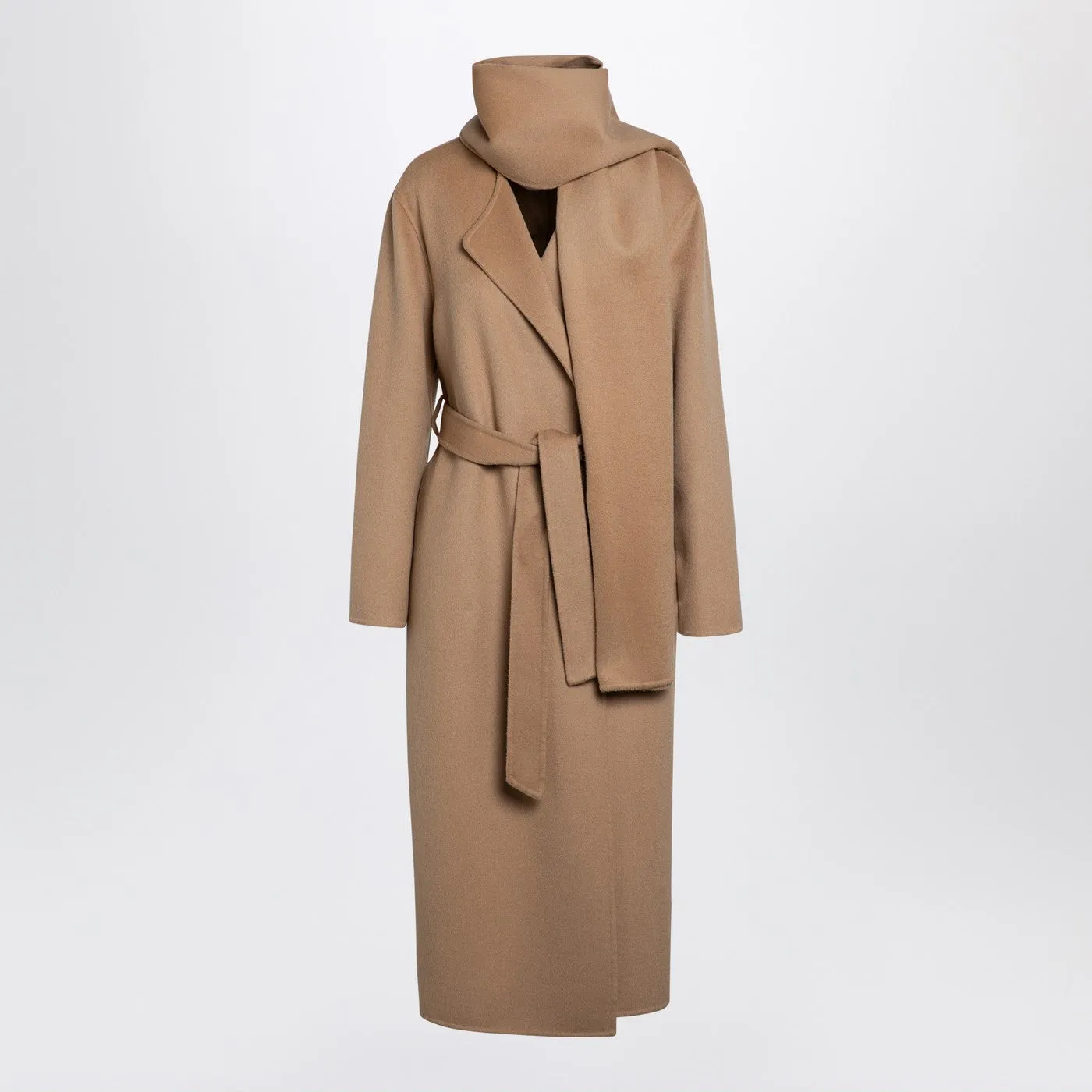 P.A.R.O.S.H.    P.A.R.O.S.H. Beige Wool Coat With Scarf