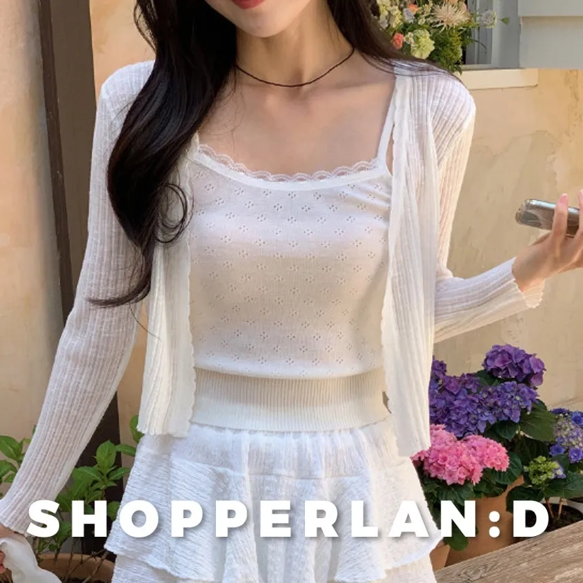 SHOPPERLAND  |Casual Style Wool Street Style Plain Lace Cropped Tops