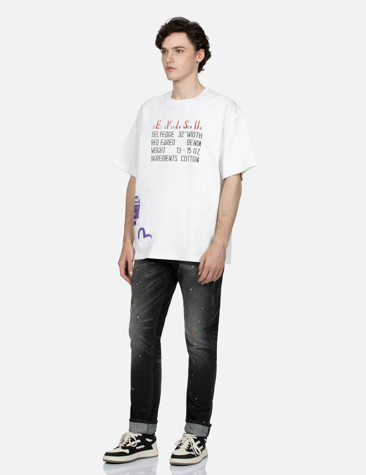 Slogan and Poster Print Loose Fit T-shirt