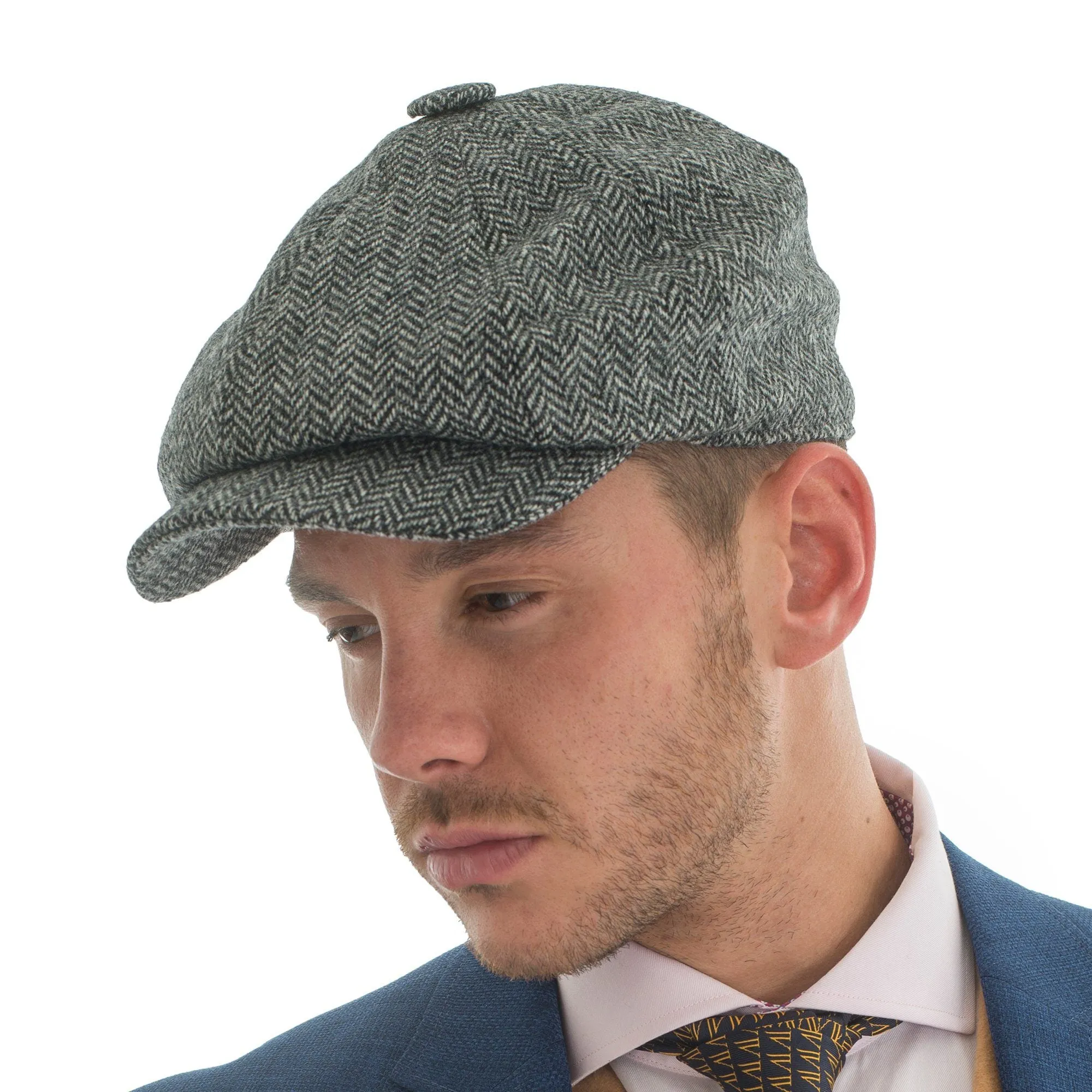 Tweed Herringbone Hat Black