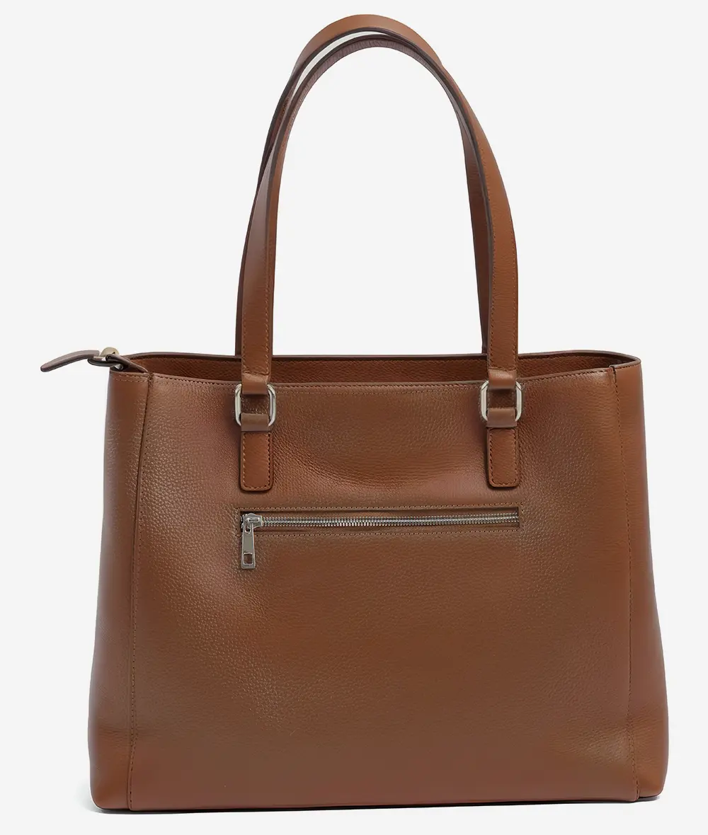 Women's Tan Real Leather Laptop Tote Bag - Work Leather Shoulder Bag